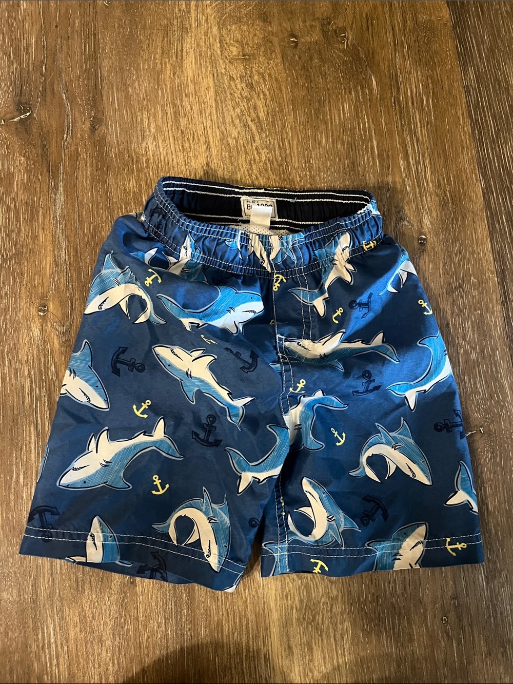 Place Blue Shark Print Kids Swim Trunks